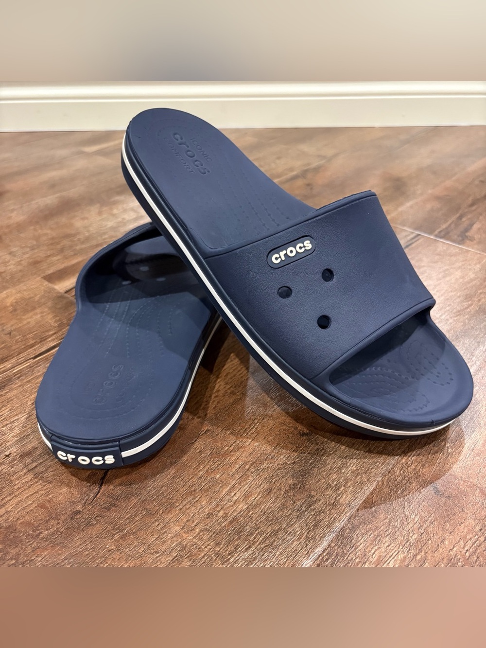 Crocs Crocband Slide Sandals Navy Blue M8 W10 Comfort Slip On Unisex